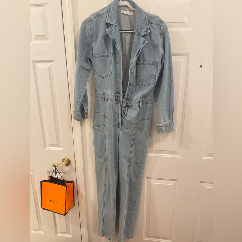 Mango Light Blue Denim Jumpsuit